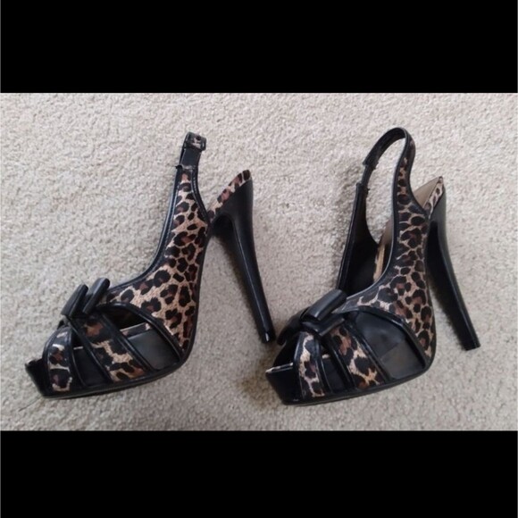 RARE Animal Print Leopard Stilettos Size 6.5M 1" Platform/5.5" Heel - Picture 8 of 11